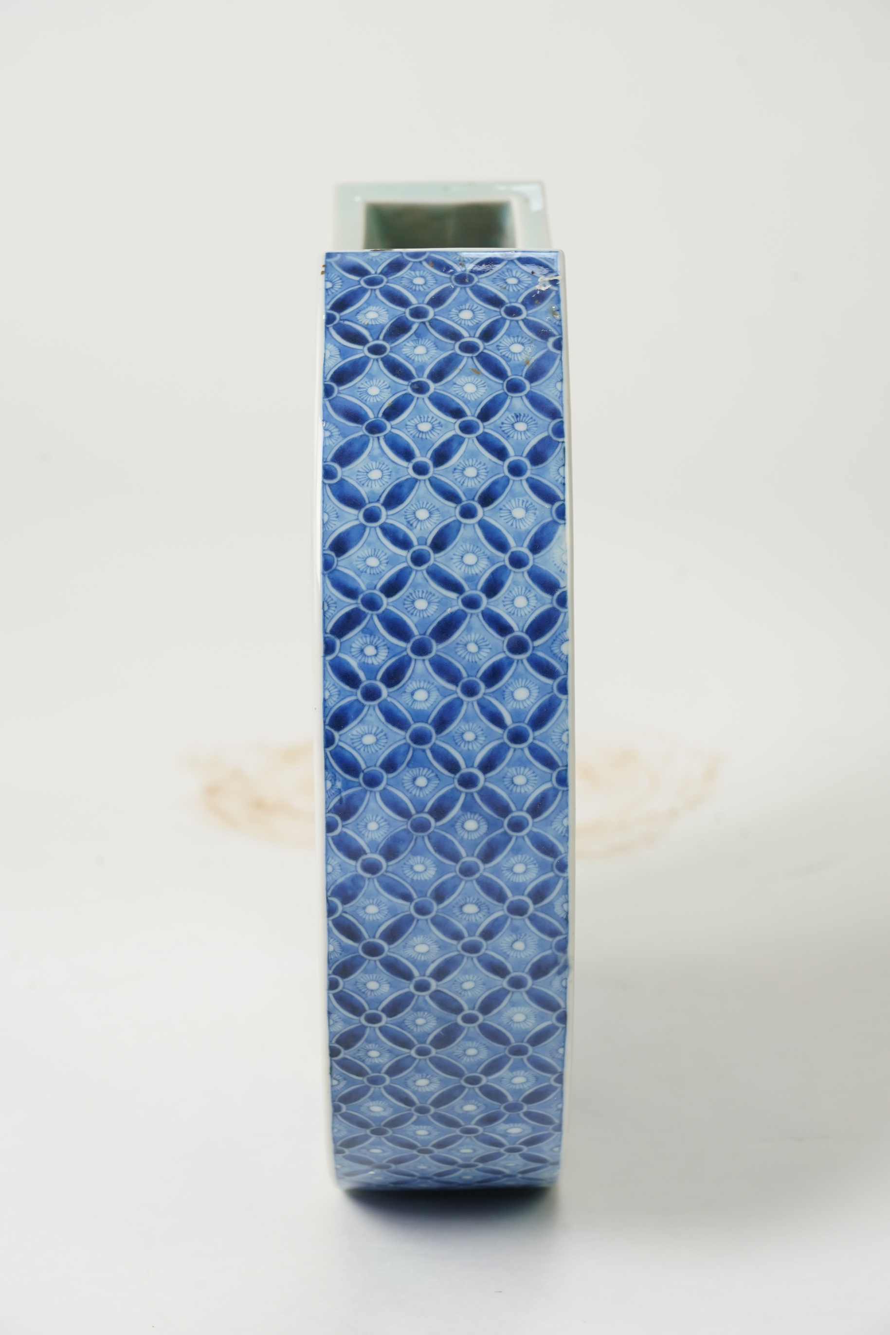 A Japanese blue and white crescent moon-shaped vase, probably Arita, late 19th century